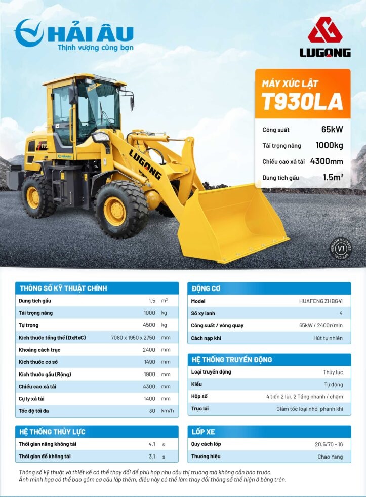 áy Xúc Lật Cần Dài LuGong T930LA